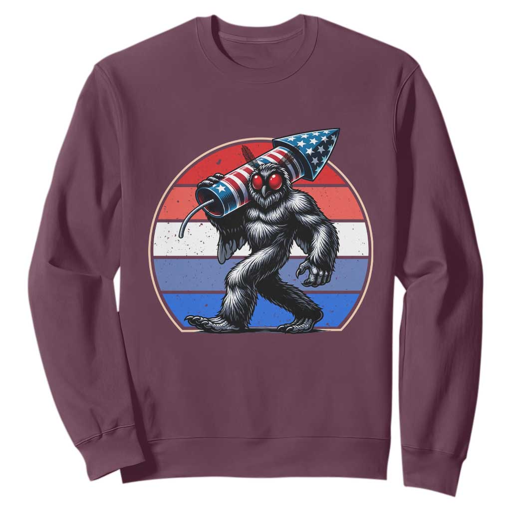 Funny Patriotic Mothman Sweatshirt West Virginia Cryptid Lover Gift TS12 Maroon Print Your Wear