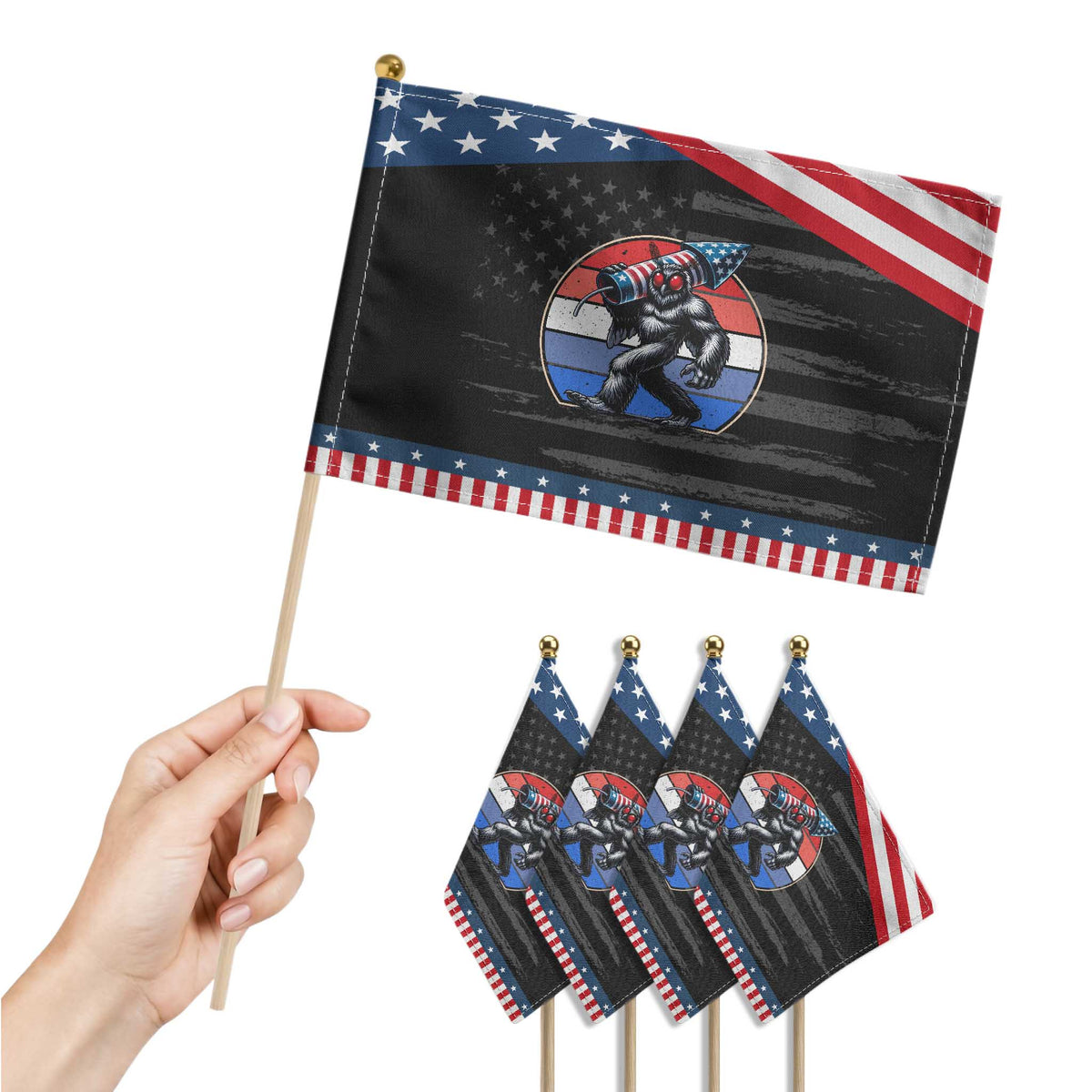 Funny Patriotic Mothman Patriotic Handheld Flag West Virginia Cryptid Lover Gift TS12 Print Your Wear