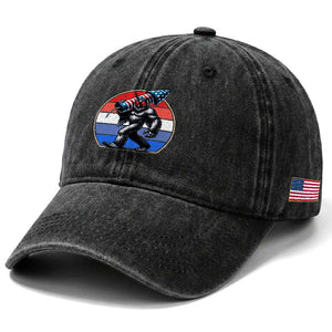 Funny Patriotic Mothman Washed Cotton Baseball Cap West Virginia Cryptid Lover Gift TS12 Print Your Wear