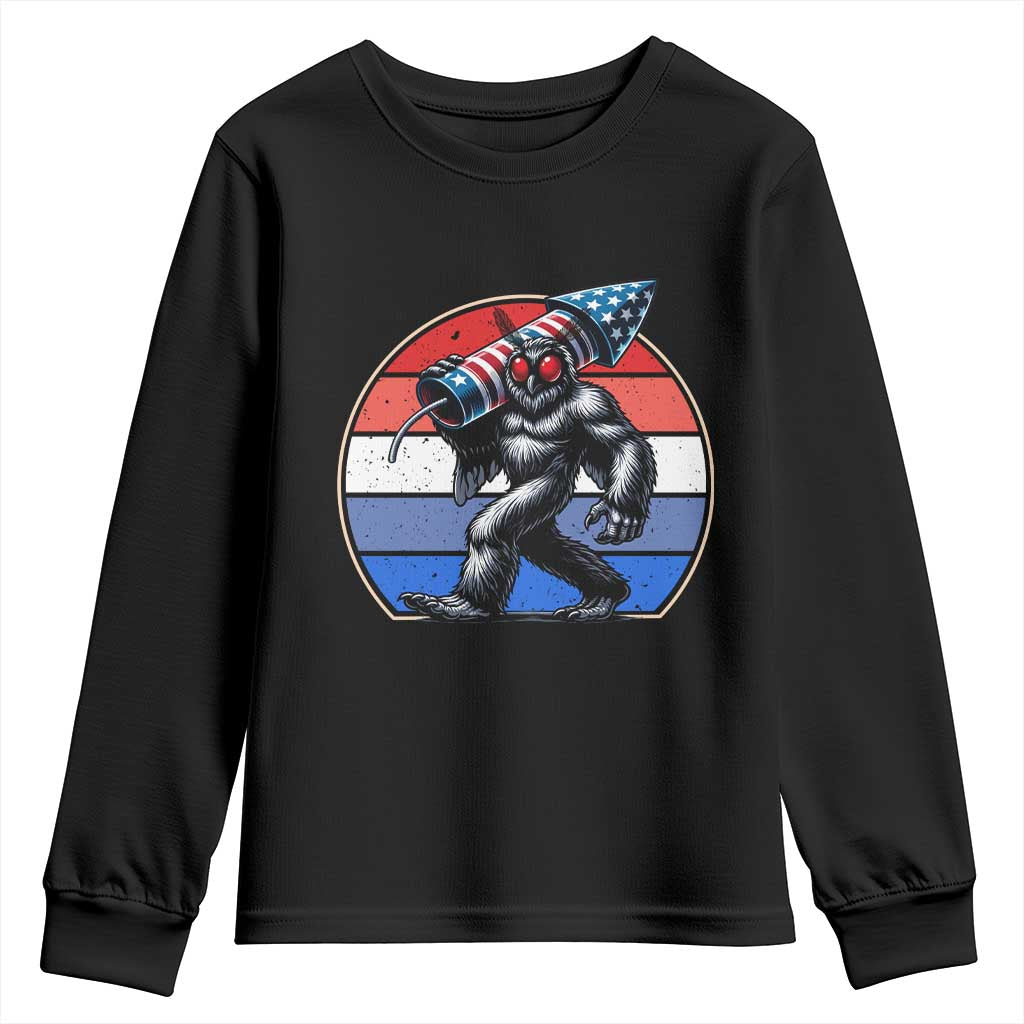 Funny Patriotic Mothman Youth Sweatshirt West Virginia Cryptid Lover Gift TS12 Black Print Your Wear