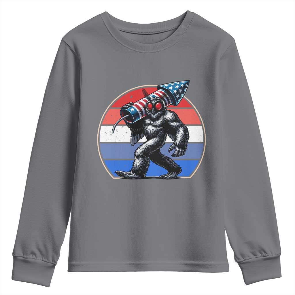 Funny Patriotic Mothman Youth Sweatshirt West Virginia Cryptid Lover Gift TS12 Charcoal Print Your Wear