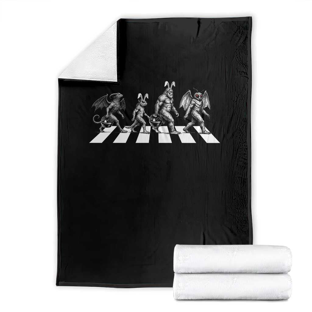 Funny Easter Cryptid Walk Throw Blanket - Bigfoot Mothman Jersey Devil Chupacabra TS12 Black Print Your Wear