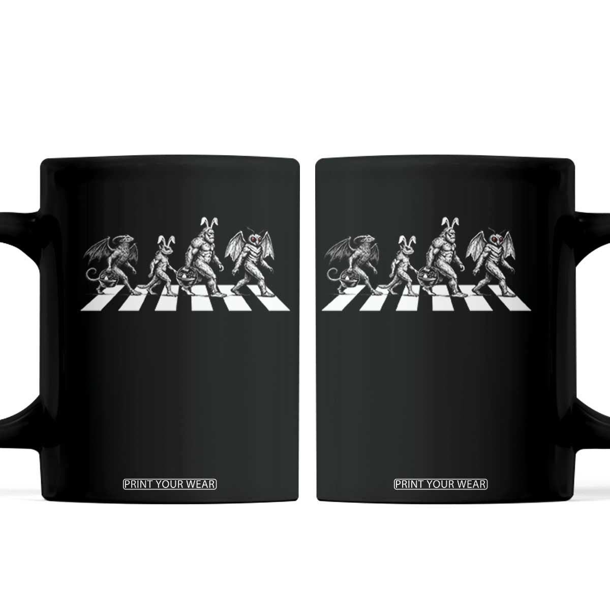 Funny Easter Cryptid Walk Coffee Mug Bigfoot Mothman Jersey Devil Chupacabra TS12 Black Print Your Wear