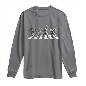 Funny Easter Cryptid Walk Long Sleeve Shirt Bigfoot Mothman Jersey Devil Chupacabra TS12 Charcoal Print Your Wear