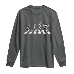 Funny Easter Cryptid Walk Long Sleeve Shirt Bigfoot Mothman Jersey Devil Chupacabra TS12 Dark Heather Print Your Wear