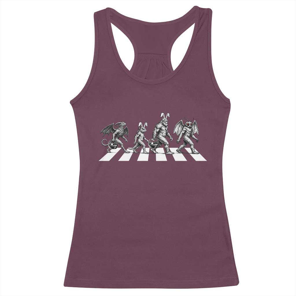 Funny Easter Cryptid Walk Racerback Tank Top Bigfoot Mothman Jersey Devil Chupacabra TS12 Maroon Print Your Wear