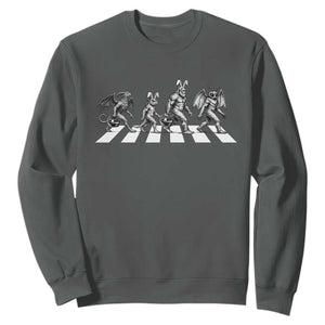 Funny Easter Cryptid Walk Sweatshirt Bigfoot Mothman Jersey Devil Chupacabra TS12 Dark Heather Print Your Wear