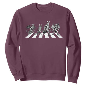 Funny Easter Cryptid Walk Sweatshirt Bigfoot Mothman Jersey Devil Chupacabra TS12 Maroon Print Your Wear