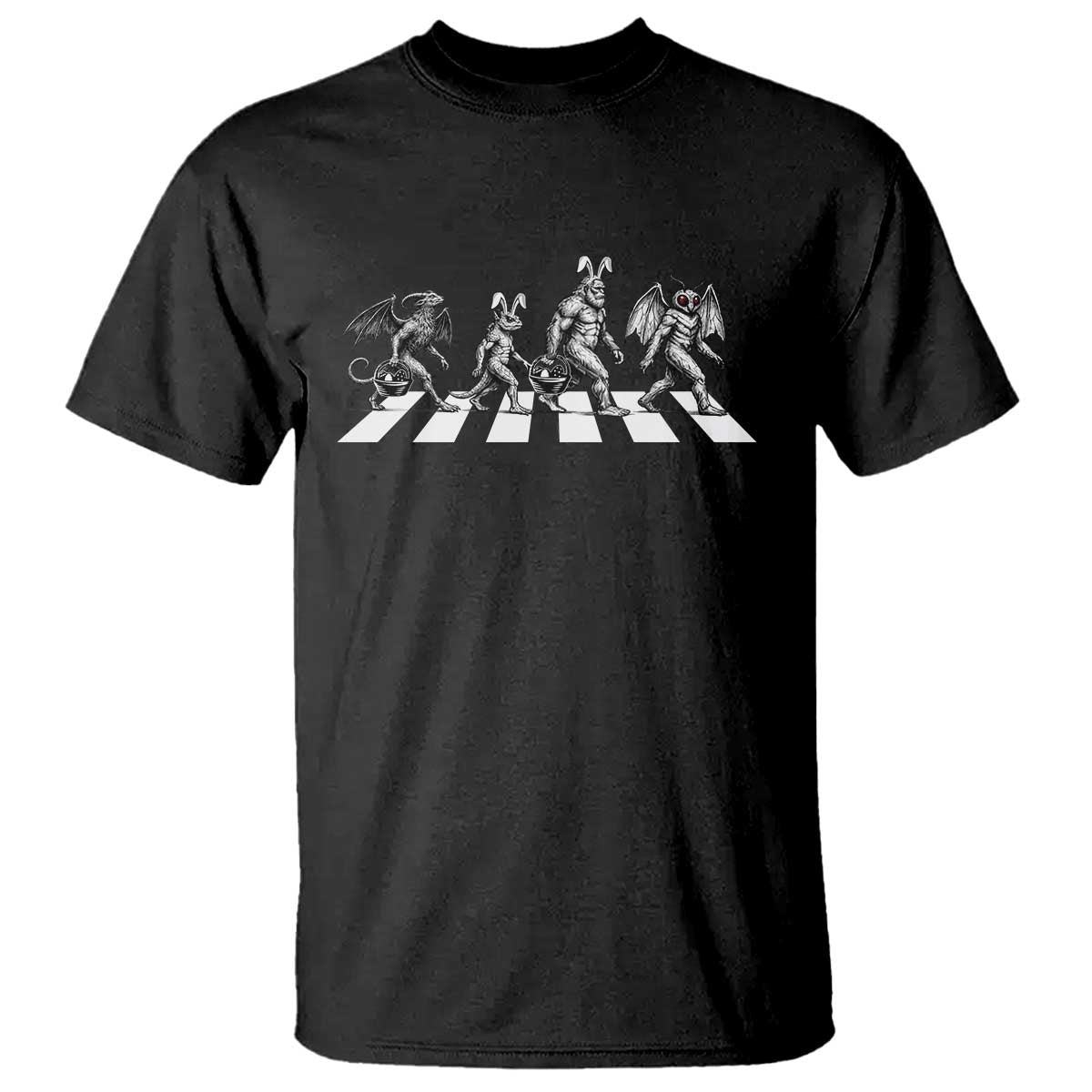 Funny Easter Cryptid Walk T Shirt Bigfoot Mothman Jersey Devil Chupacabra TS12 Black Print Your Wear
