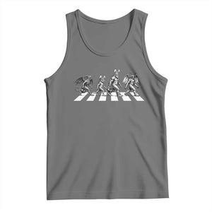 Funny Easter Cryptid Walk Tank Top Bigfoot Mothman Jersey Devil Chupacabra TS12 Black Heather Print Your Wear
