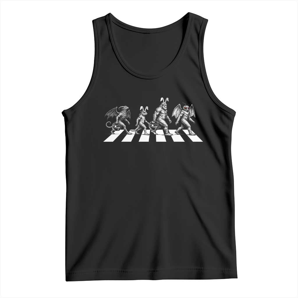 Funny Easter Cryptid Walk Tank Top Bigfoot Mothman Jersey Devil Chupacabra TS12 Black Print Your Wear