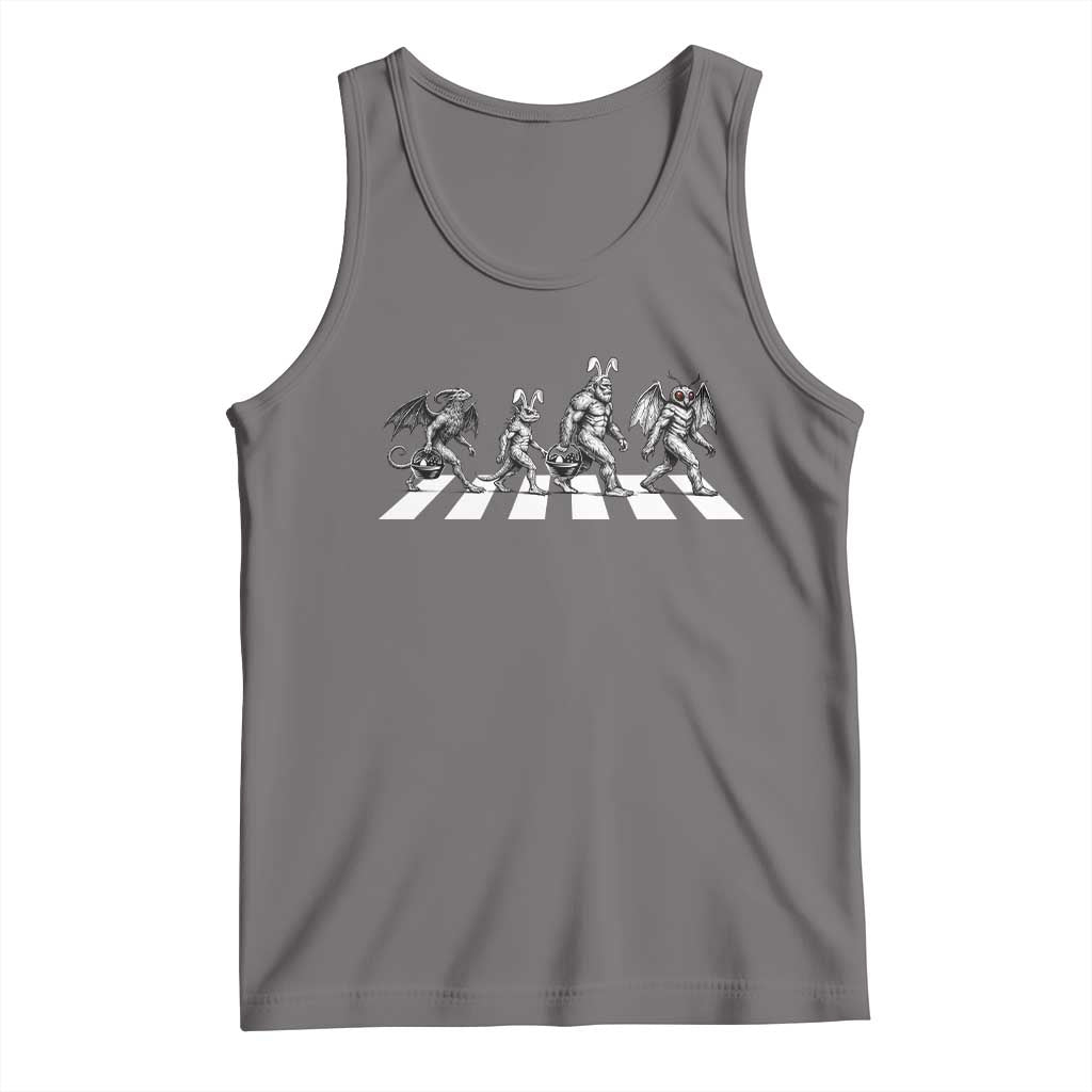Funny Easter Cryptid Walk Tank Top Bigfoot Mothman Jersey Devil Chupacabra TS12 Deep Heather Print Your Wear
