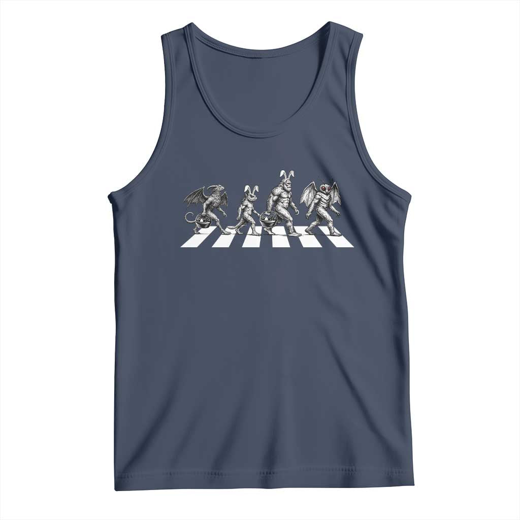 Funny Easter Cryptid Walk Tank Top Bigfoot Mothman Jersey Devil Chupacabra TS12 Navy Print Your Wear