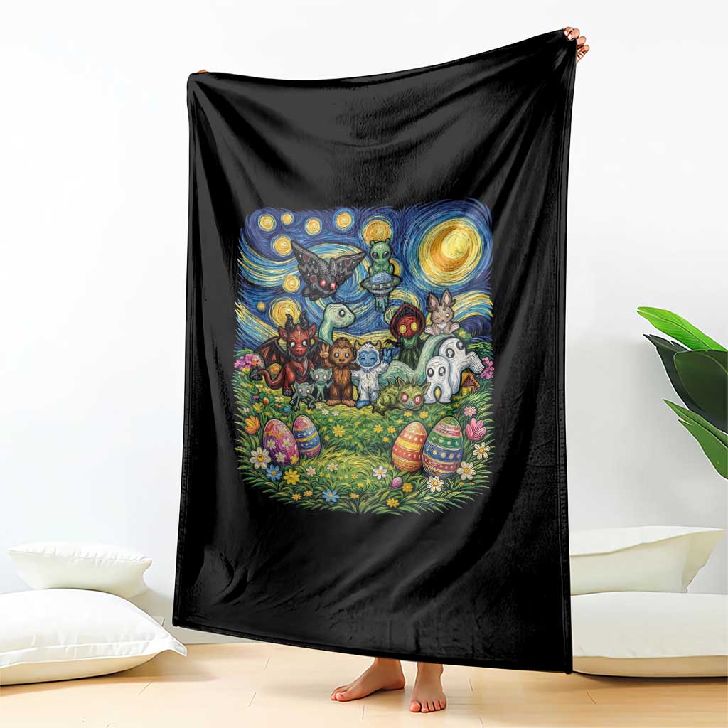 Funny Cryptid Starry Night Easter Throw Blanket Monster Lover Gift TS12 Print Your Wear