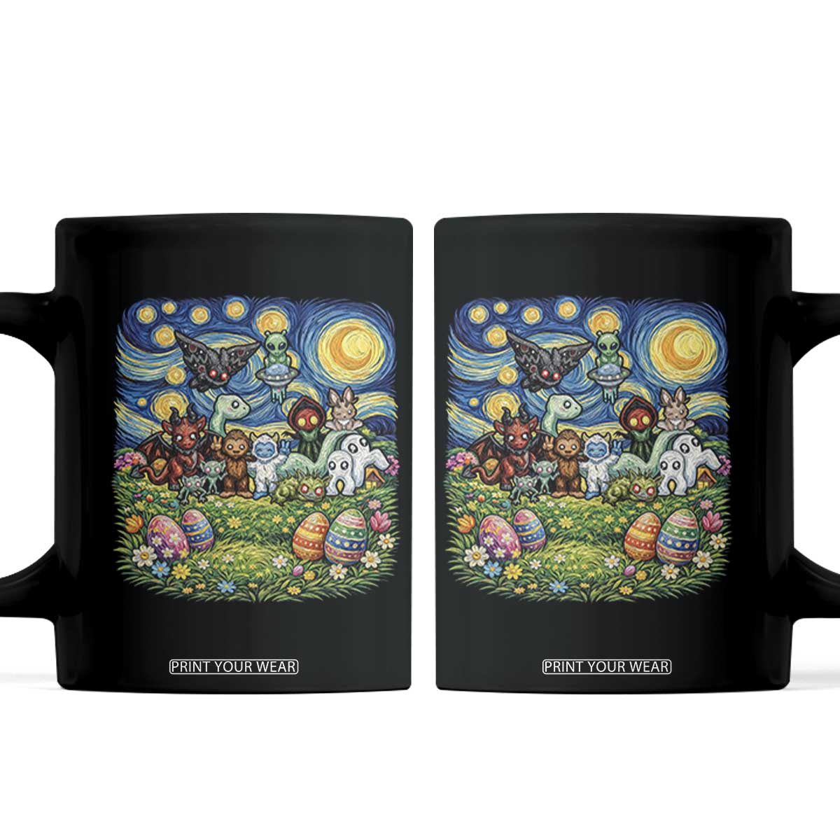 Funny Cryptid Starry Night Easter Coffee Mug Monster Lover Gift TS12 Black Print Your Wear