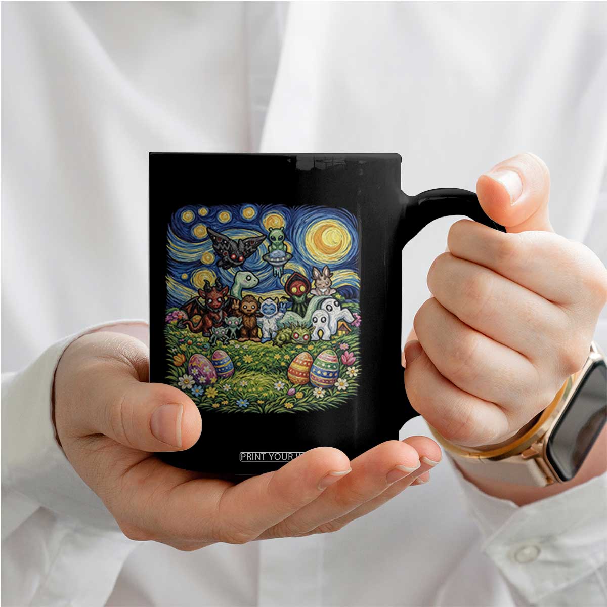 Funny Cryptid Starry Night Easter Coffee Mug Monster Lover Gift TS12 Print Your Wear
