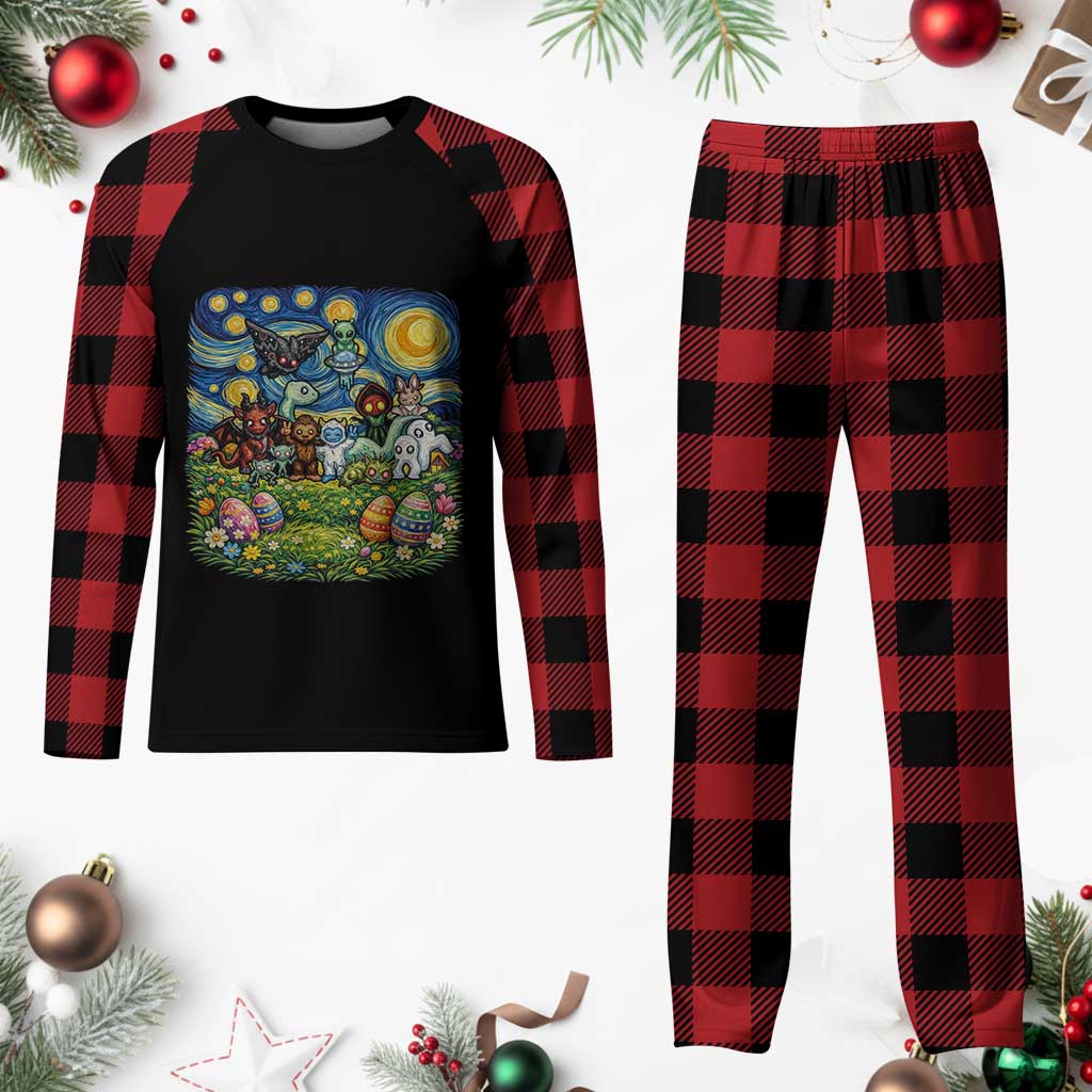 Funny Cryptid Starry Night Easter Plaid Pajama Set Monster Lover Gift TS12 Buffalo Plaid Print Your Wear