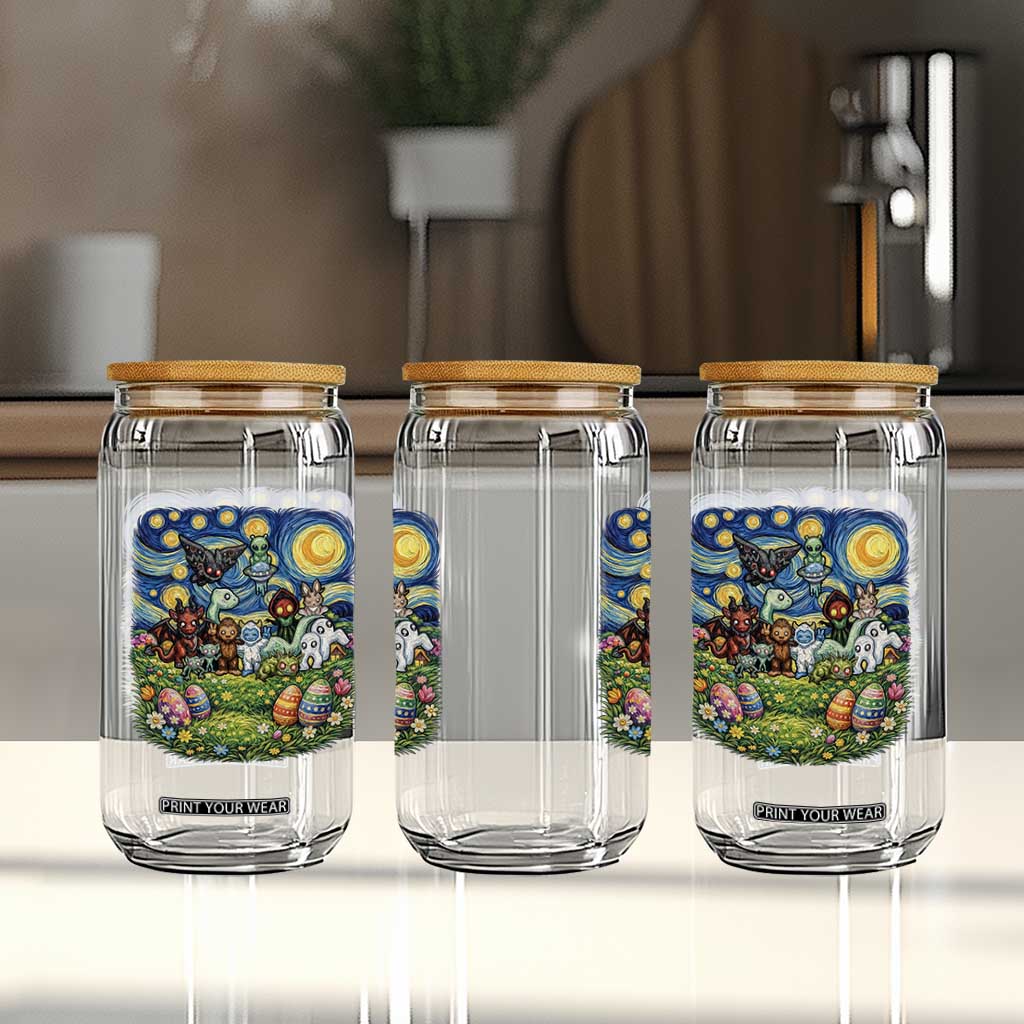 Funny Cryptid Starry Night Easter Glass Can Monster Lover Gift TS12 Print Your Wear