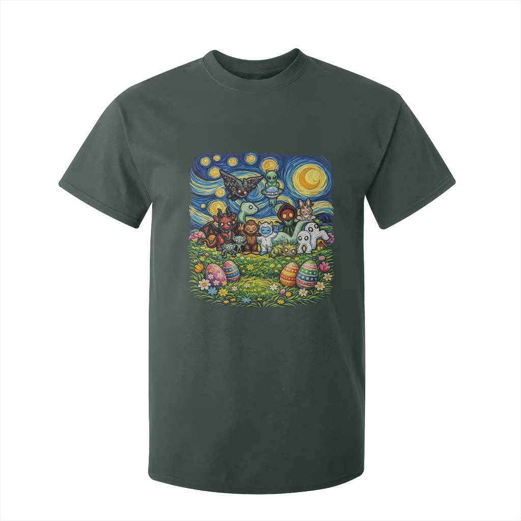 Funny Cryptid Starry Night Easter T Shirt For Kid Monster Lover Gift TS12 Dark Forest Green Print Your Wear