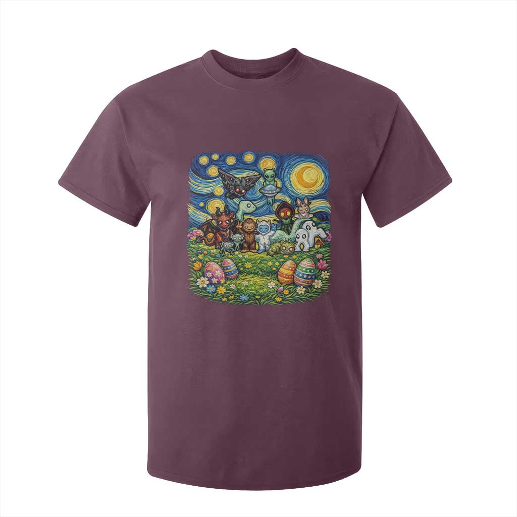 Funny Cryptid Starry Night Easter T Shirt For Kid Monster Lover Gift TS12 Maroon Print Your Wear