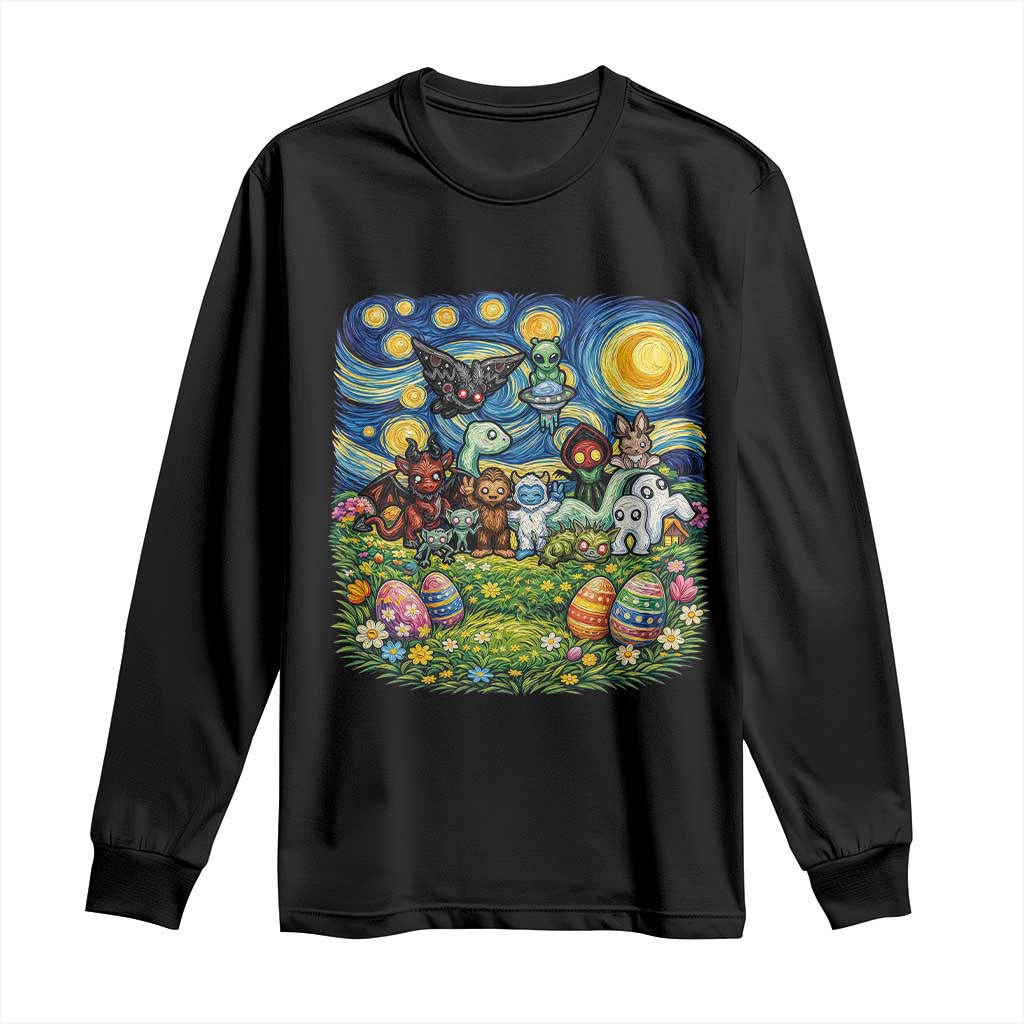 Funny Cryptid Starry Night Easter Long Sleeve Shirt Monster Lover Gift TS12 Black Print Your Wear
