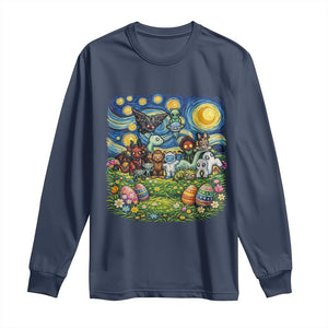 Funny Cryptid Starry Night Easter Long Sleeve Shirt Monster Lover Gift TS12 Navy Print Your Wear