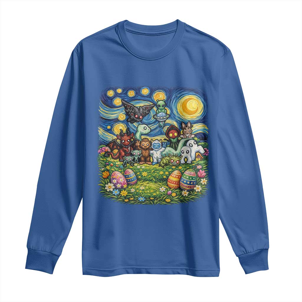 Funny Cryptid Starry Night Easter Long Sleeve Shirt Monster Lover Gift TS12 Royal Blue Print Your Wear