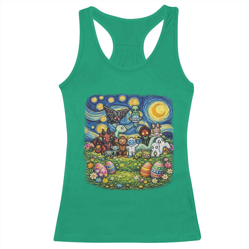 Funny Cryptid Starry Night Easter Racerback Tank Top Monster Lover Gift TS12 Irish Green Print Your Wear