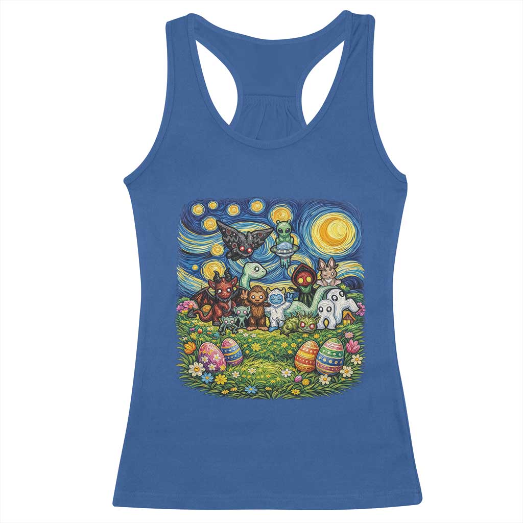 Funny Cryptid Starry Night Easter Racerback Tank Top Monster Lover Gift TS12 Royal Blue Print Your Wear