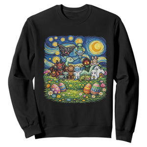 Funny Cryptid Starry Night Easter Sweatshirt Monster Lover Gift TS12 Black Print Your Wear