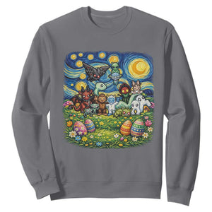 Funny Cryptid Starry Night Easter Sweatshirt Monster Lover Gift TS12 Charcoal Print Your Wear