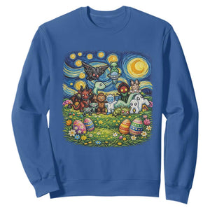 Funny Cryptid Starry Night Easter Sweatshirt Monster Lover Gift TS12 Royal Blue Print Your Wear
