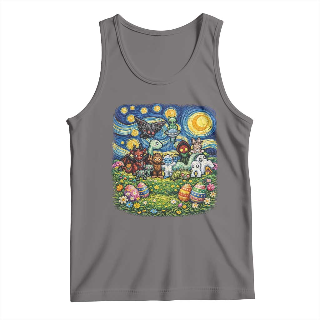 Funny Cryptid Starry Night Easter Tank Top Monster Lover Gift TS12 Deep Heather Print Your Wear