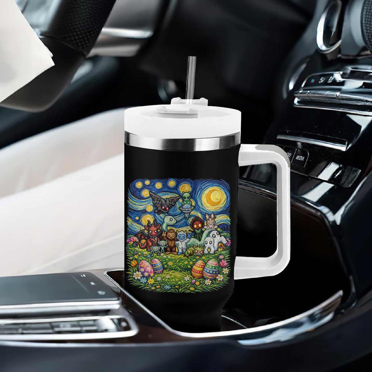 Funny Cryptid Starry Night Easter Tumbler With Handle Monster Lover Gift TS12 Print Your Wear
