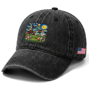 Funny Cryptid Starry Night Easter Washed Cotton Baseball Cap Monster Lover Gift TS12 Print Your Wear