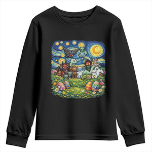 Funny Cryptid Starry Night Easter Youth Sweatshirt Monster Lover Gift TS12 Black Print Your Wear