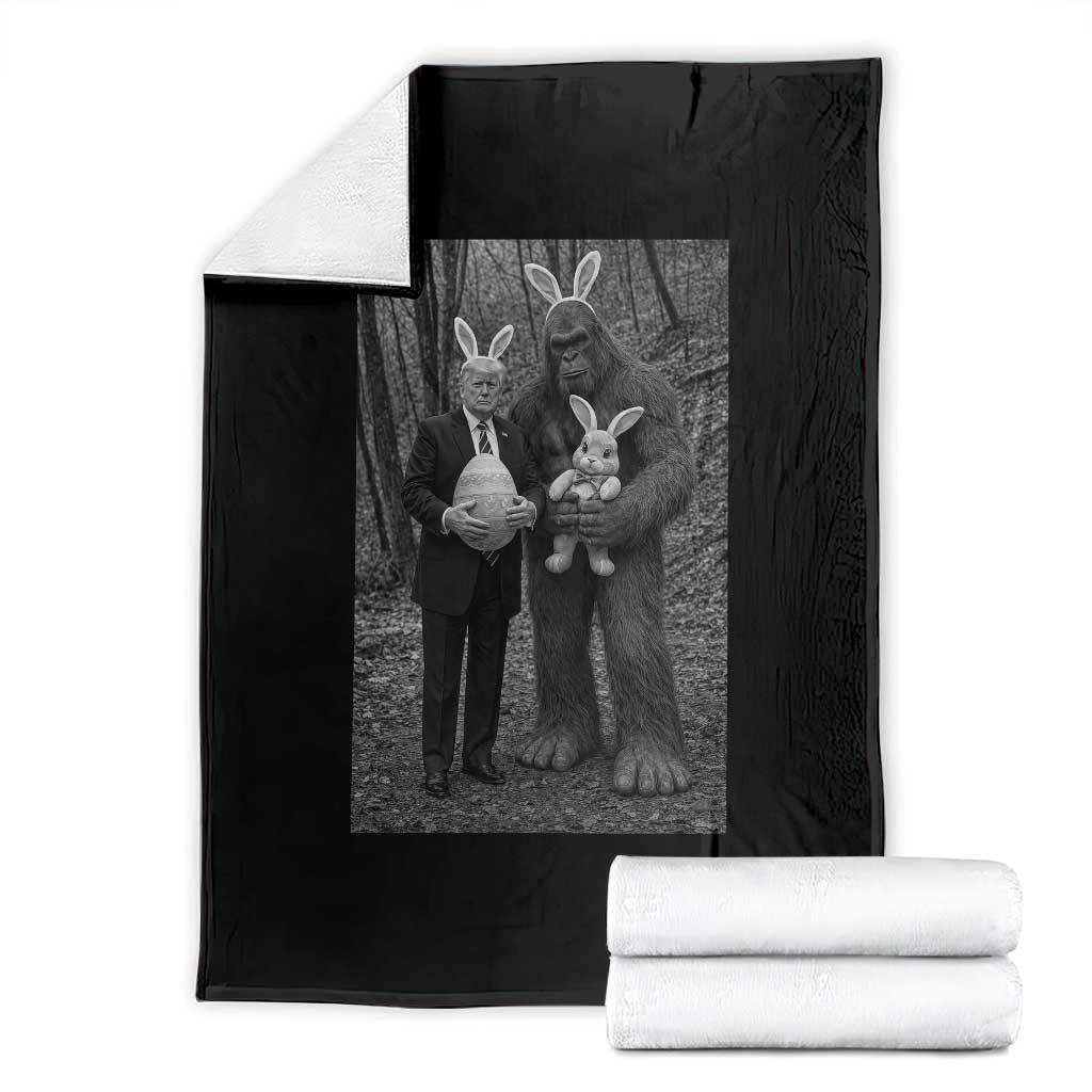 Funny Bigfoot And Trump Easter Selfie Gift Throw Blanket TS12 Black Print Your Wear