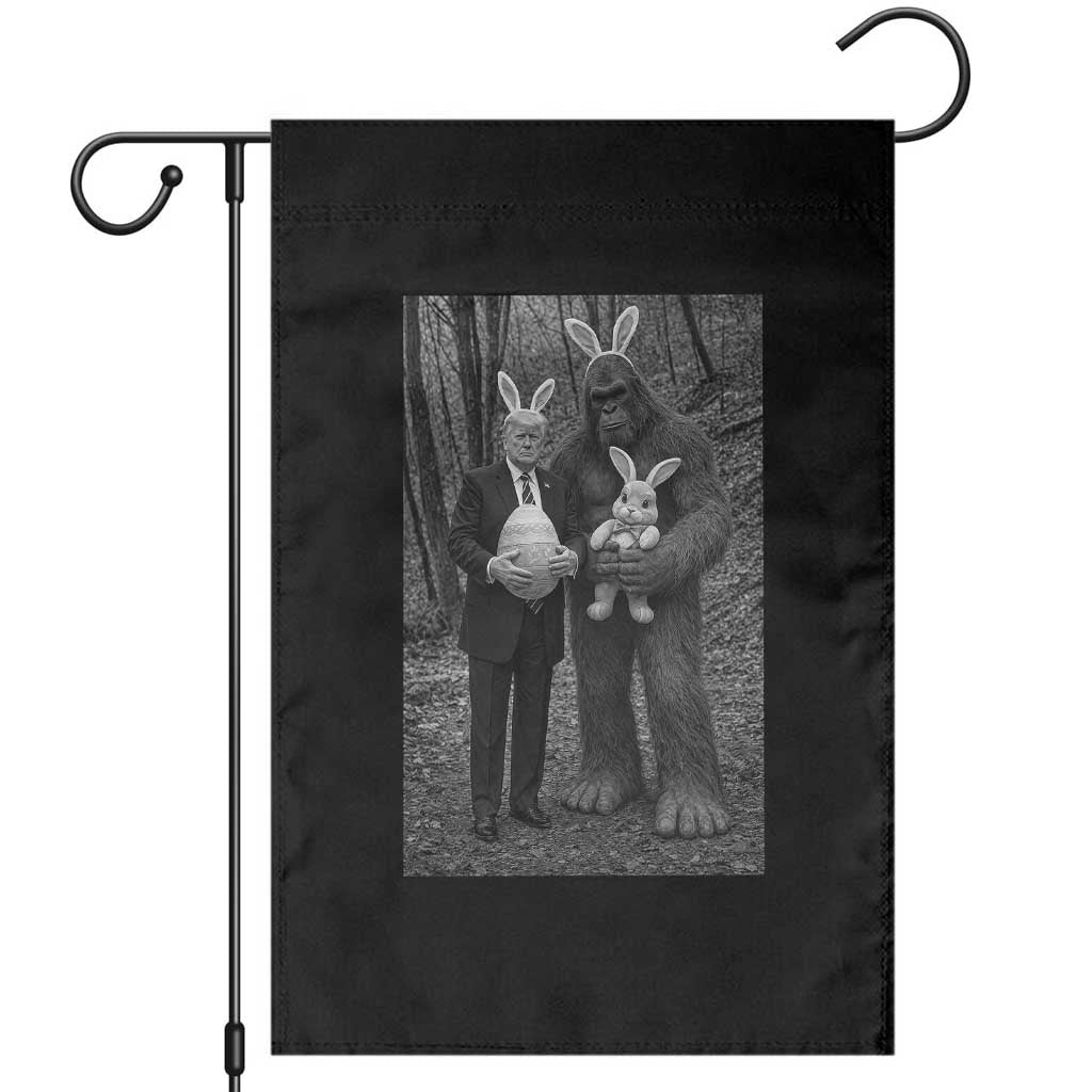 Funny Bigfoot And Trump Easter Selfie Gift Garden Flag TS12 Black Print Your Wear