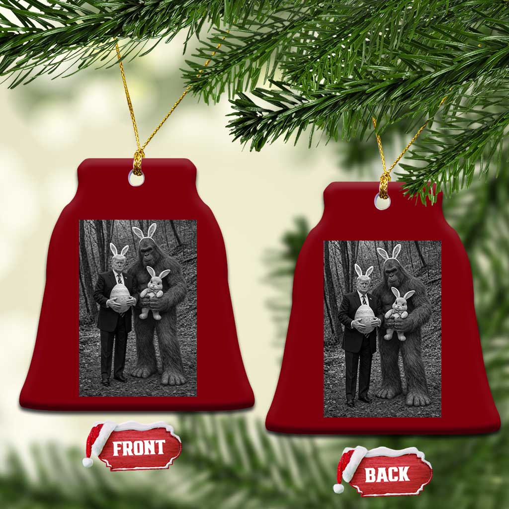 Funny Bigfoot And Trump Easter Selfie Gift Ceramic Ornament TS12 Print Your Wear