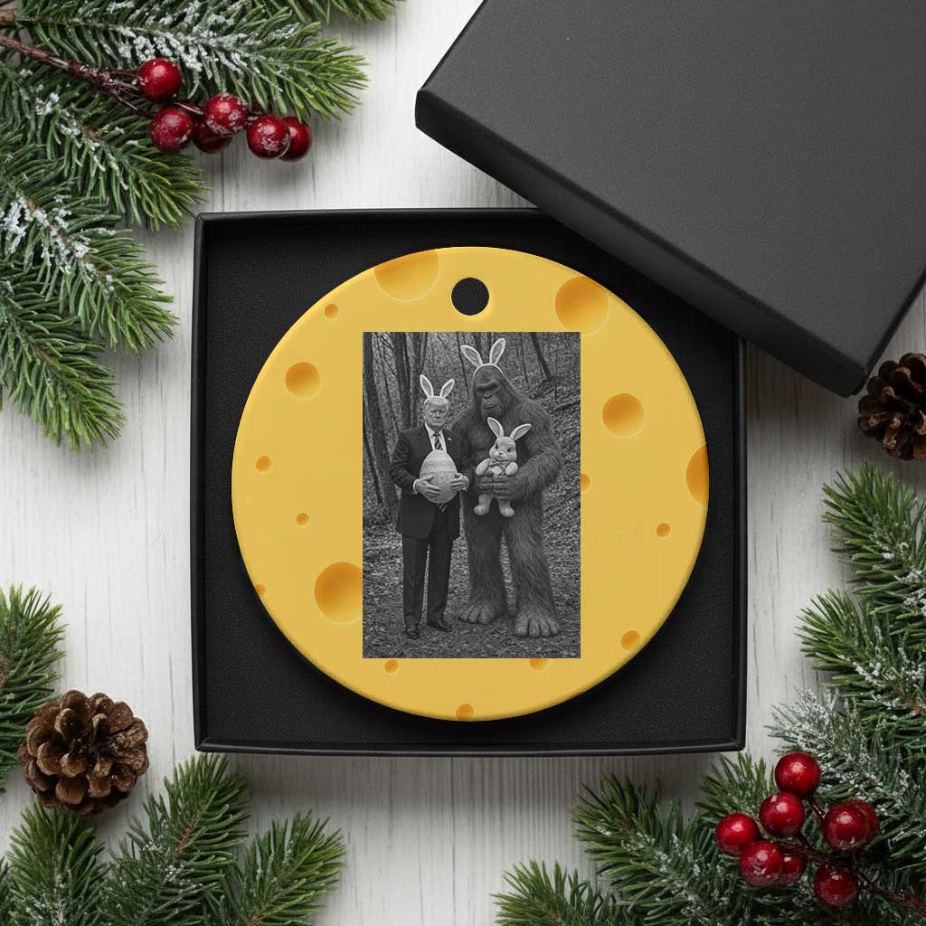 Funny Bigfoot And Trump Easter Selfie Gift Ceramic Ornament TS12 1pc Yellow Cheese Print Your Wear