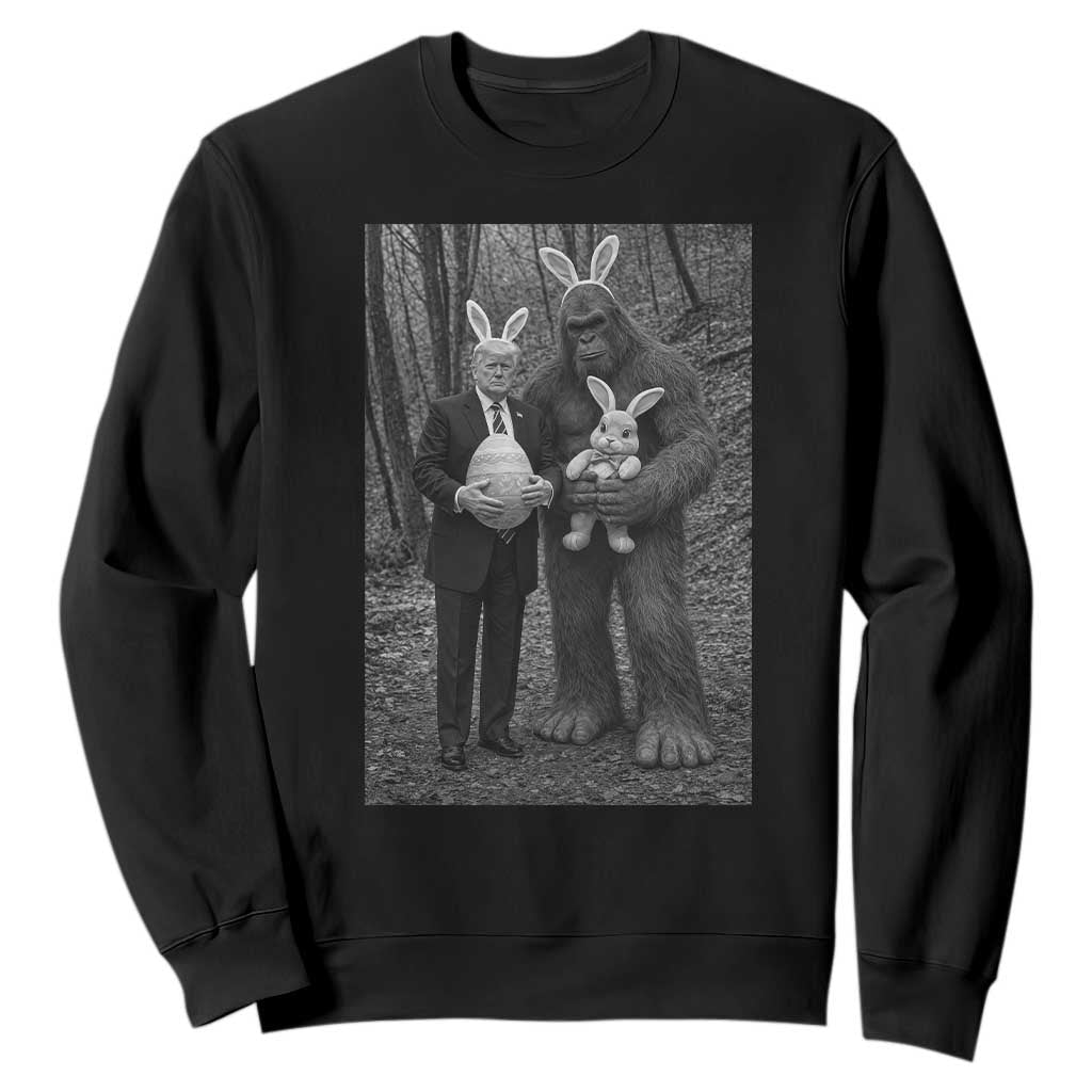 Funny Bigfoot And Trump Easter Selfie Gift Sweatshirt TS12 Black Print Your Wear