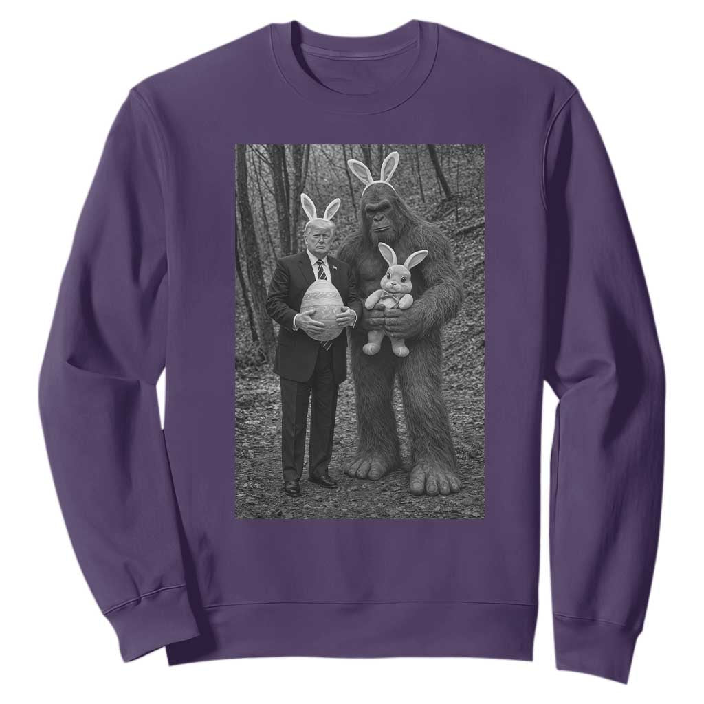 Funny Bigfoot And Trump Easter Selfie Gift Sweatshirt TS12 Purple Print Your Wear