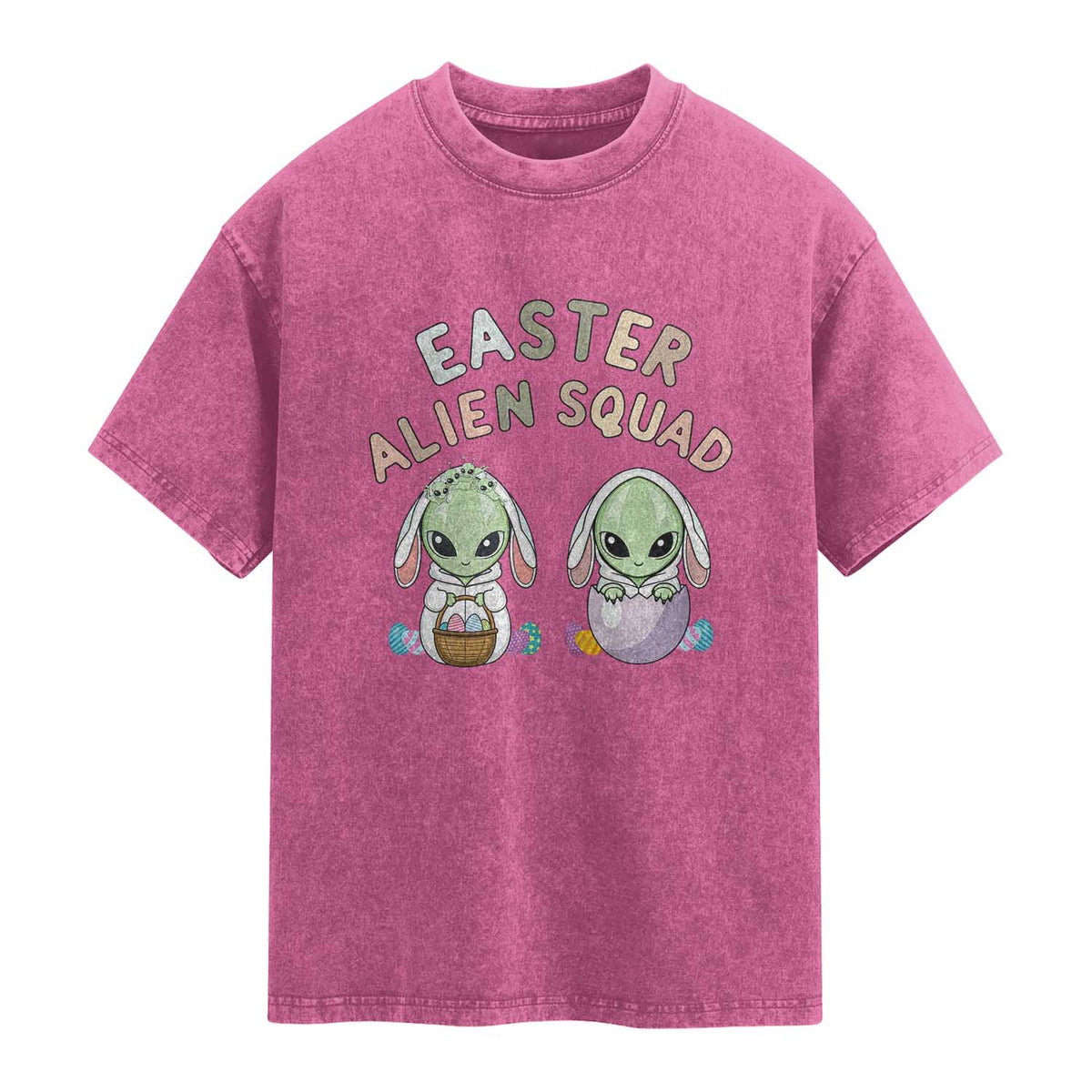 Funny Easter Alien Squad Bunny Ears Gift Washed Cotton T-Shirt
