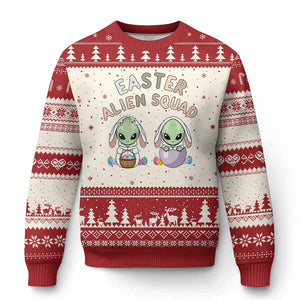 Funny Easter Alien Squad Bunny Ears Gift Ugly Christmas Sweater TS12 Beige Red Print Your Wear