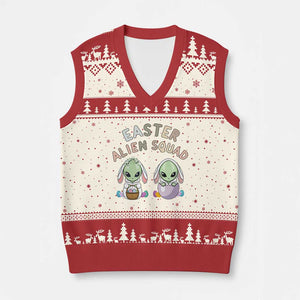 Funny Easter Alien Squad Bunny Ears Gift V-Neck Knit Sweater Vest TS12 Beige Red Print Your Wear