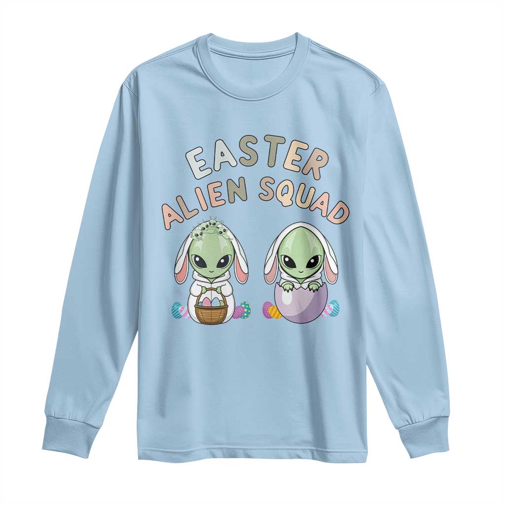 Funny Easter Alien Squad Bunny Ears Gift Long Sleeve Shirt TS12 Light Blue Print Your Wear