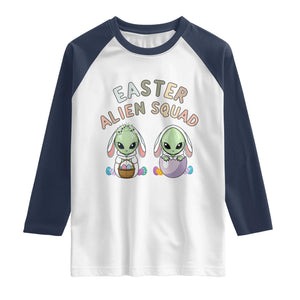 Funny Easter Alien Squad Bunny Ears Gift Raglan Shirt TS12 White Navy Print Your Wear