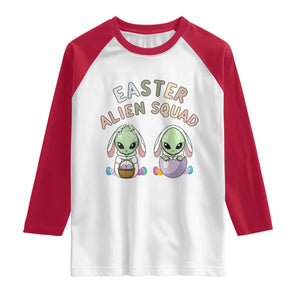 Funny Easter Alien Squad Bunny Ears Gift Raglan Shirt TS12 White Red Print Your Wear