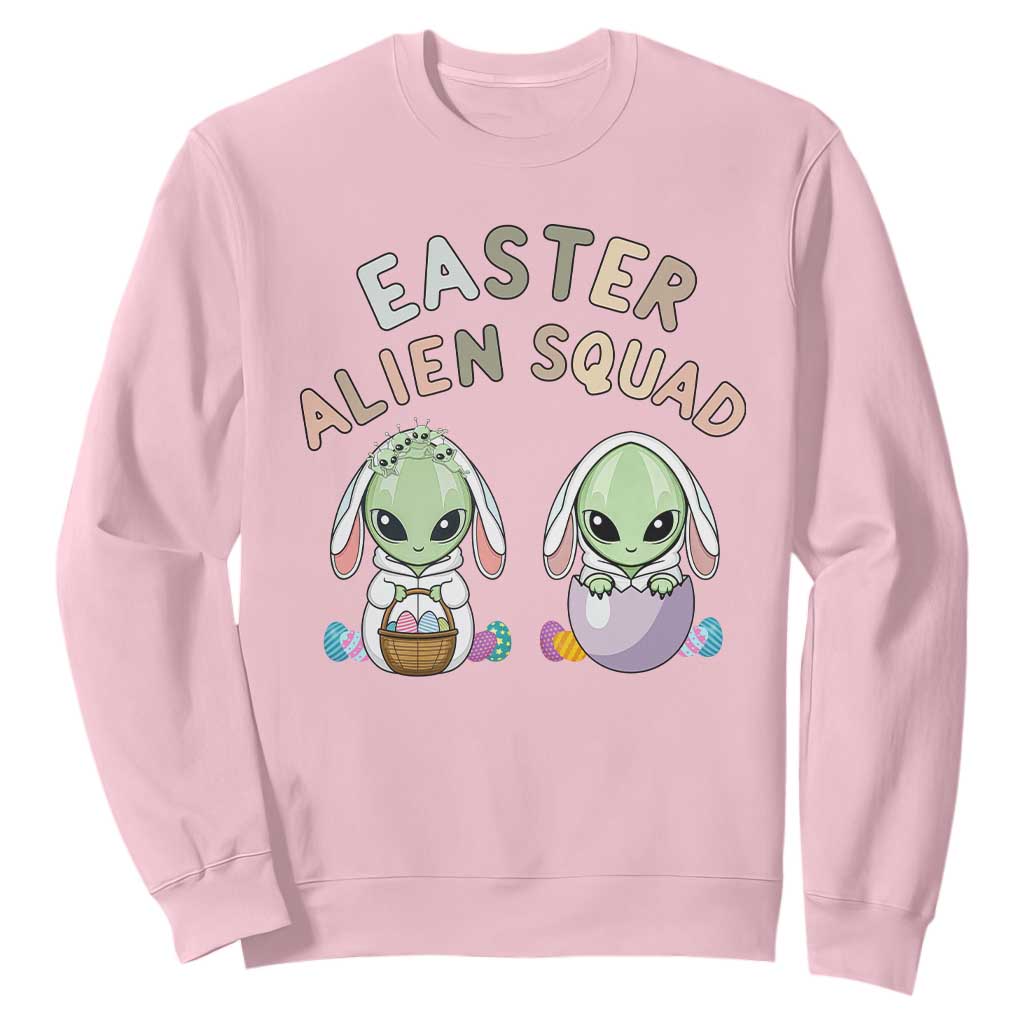 Funny Easter Alien Squad Bunny Ears Gift Sweatshirt TS12 Light Pink Print Your Wear