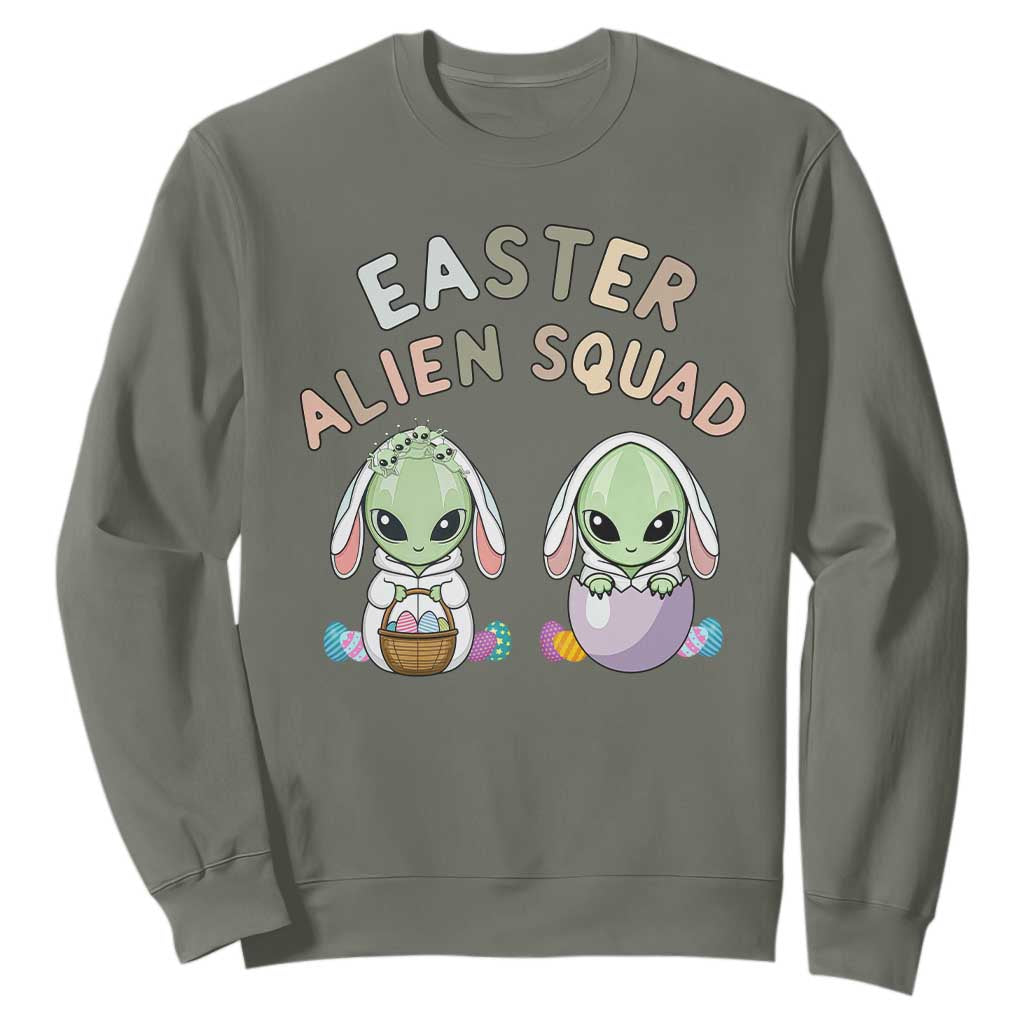 Funny Easter Alien Squad Bunny Ears Gift Sweatshirt TS12 Military Green Print Your Wear